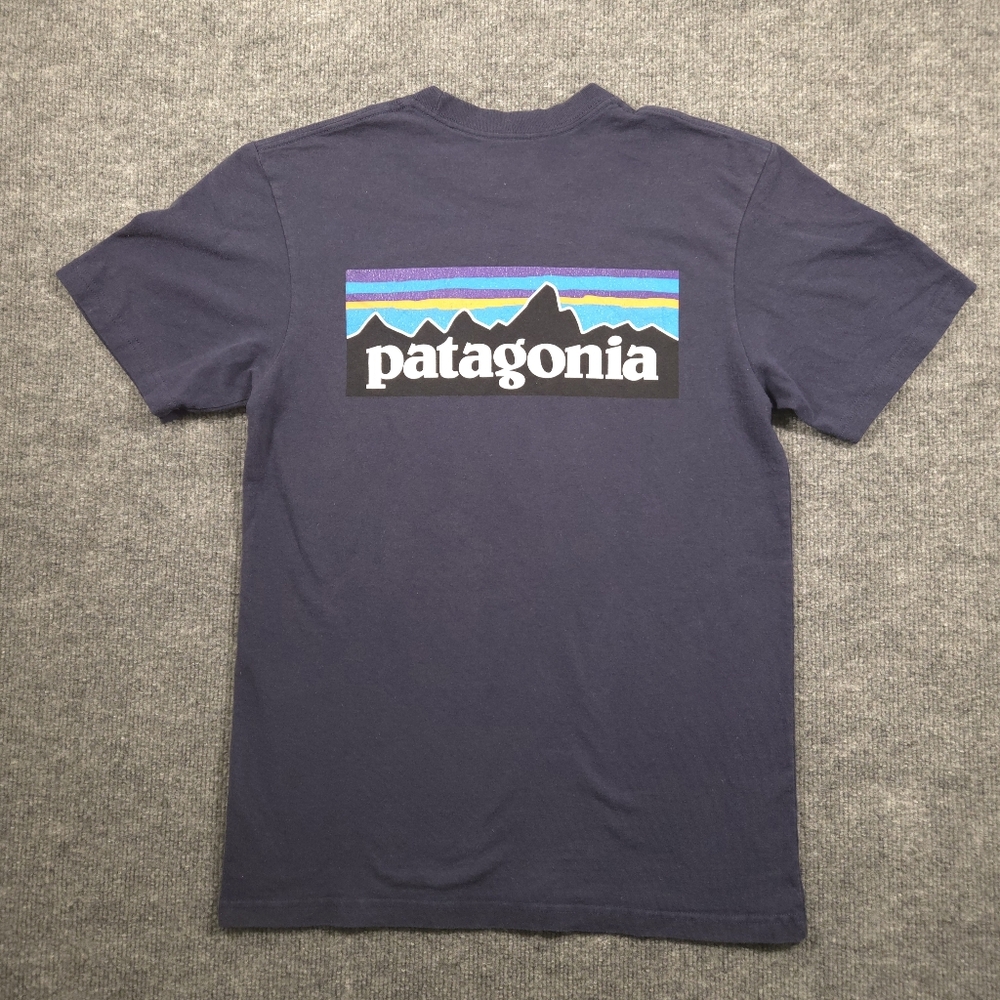 Patagonia‎ P6 Logo Responsibili-Tee Graphic Shirt Navy Blue Small
